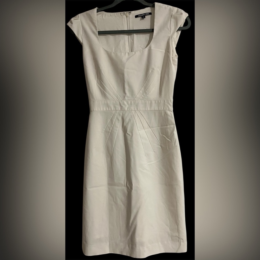 Gianni Bini White Sheath Cocktail Dress Cap Sleeves Square Neck Initiation Sz 0